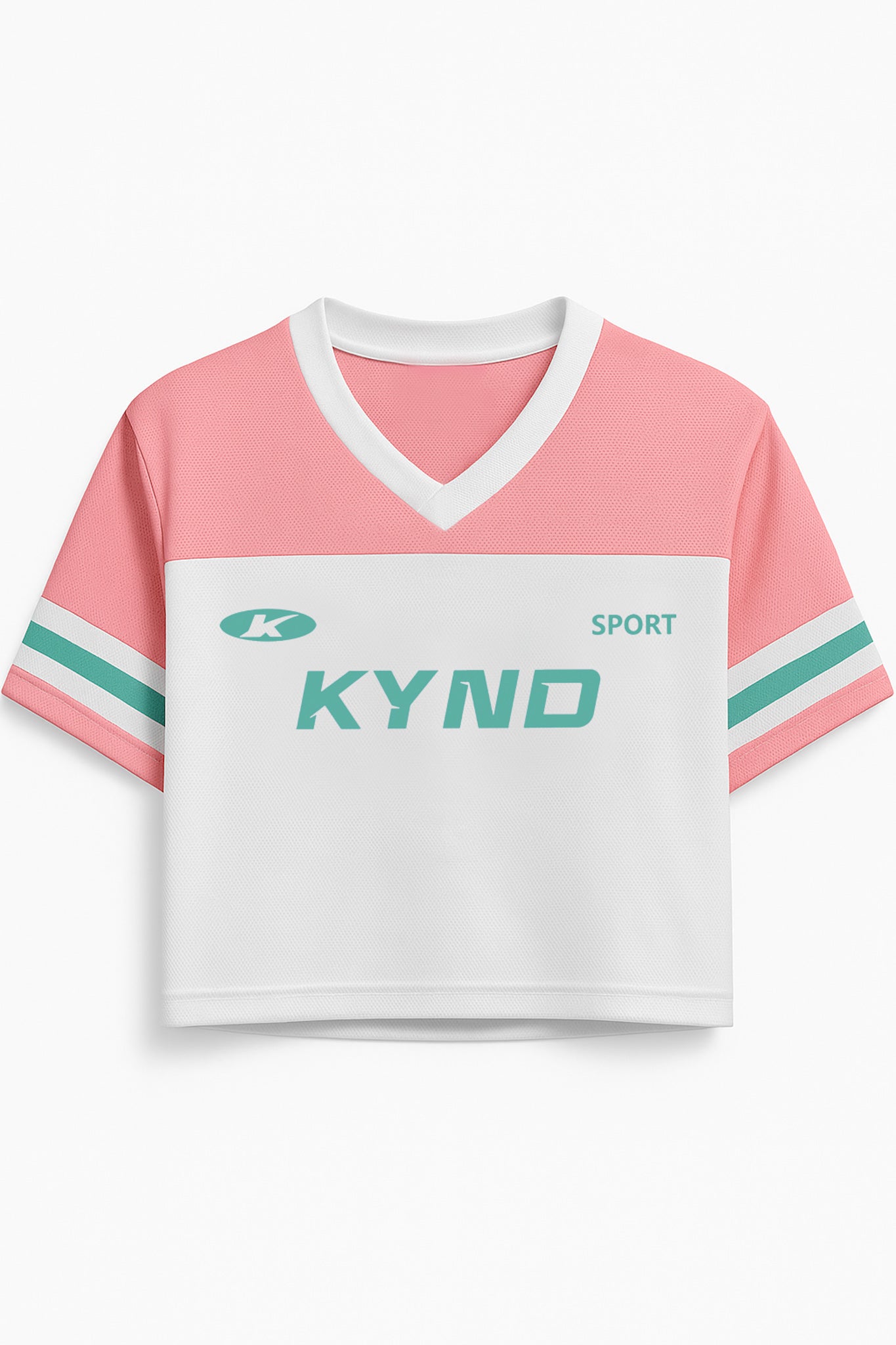Kynd Play Girl Oversize Crop Jersey Peach/White