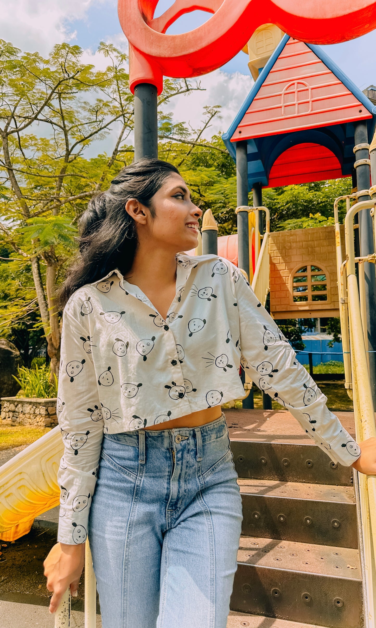 Snowy Hug Crop Shirt