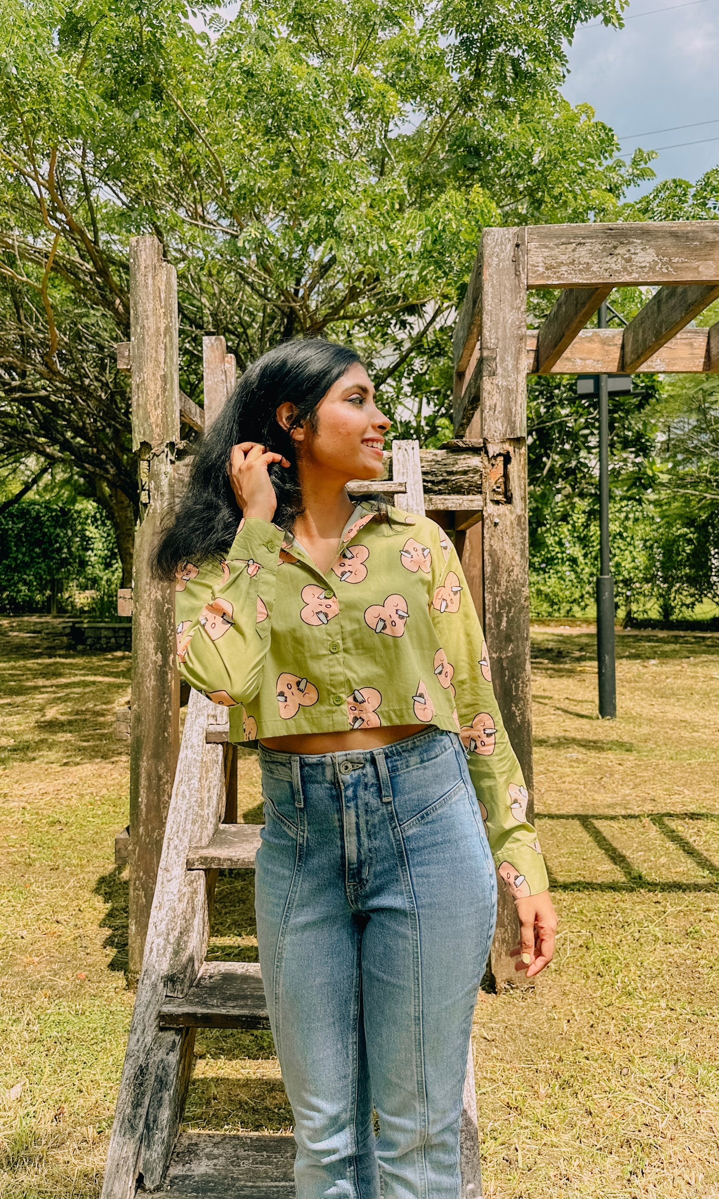 Lush Green Love Crop Shirt