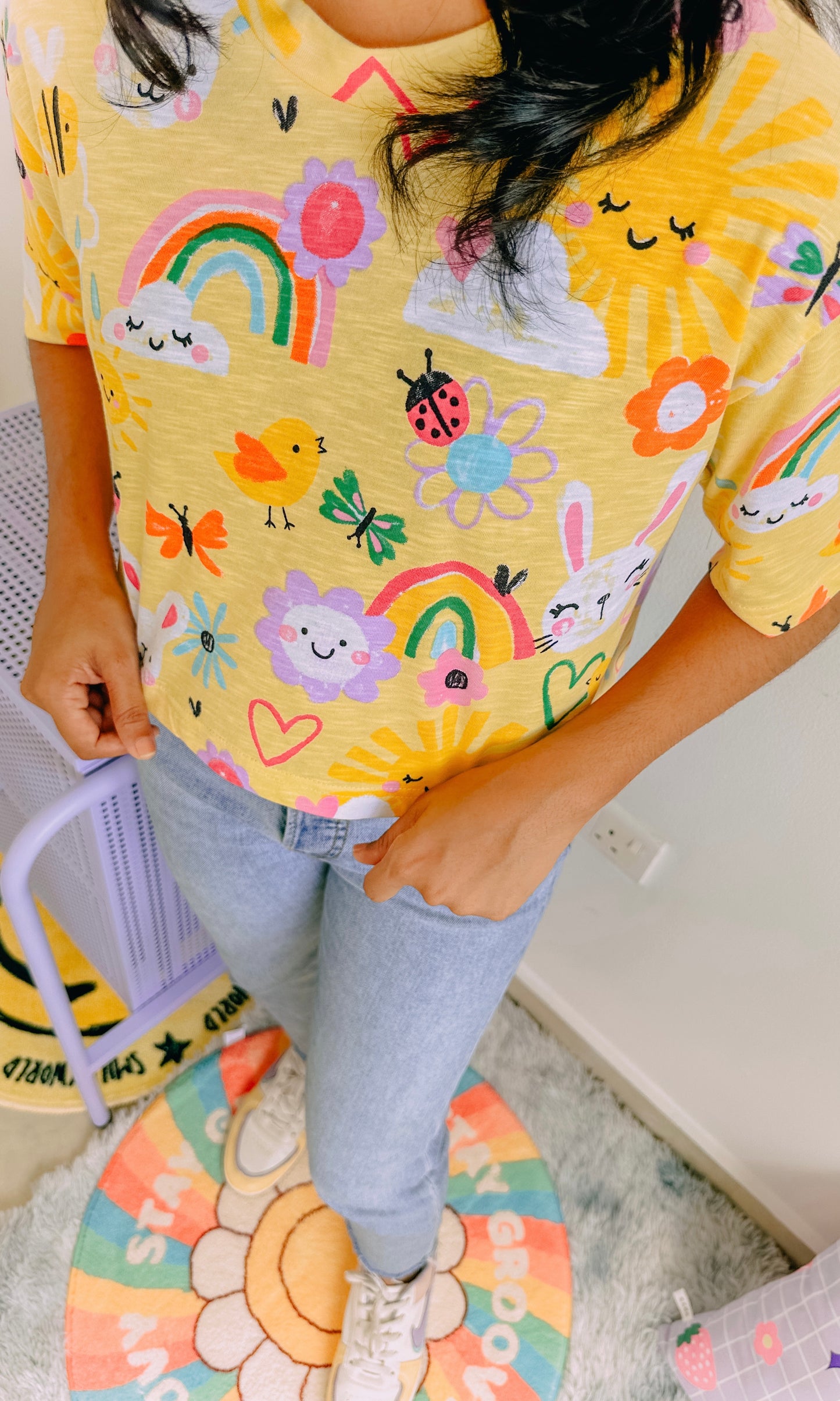 Bunny Hop Oversize Crop T Shirt