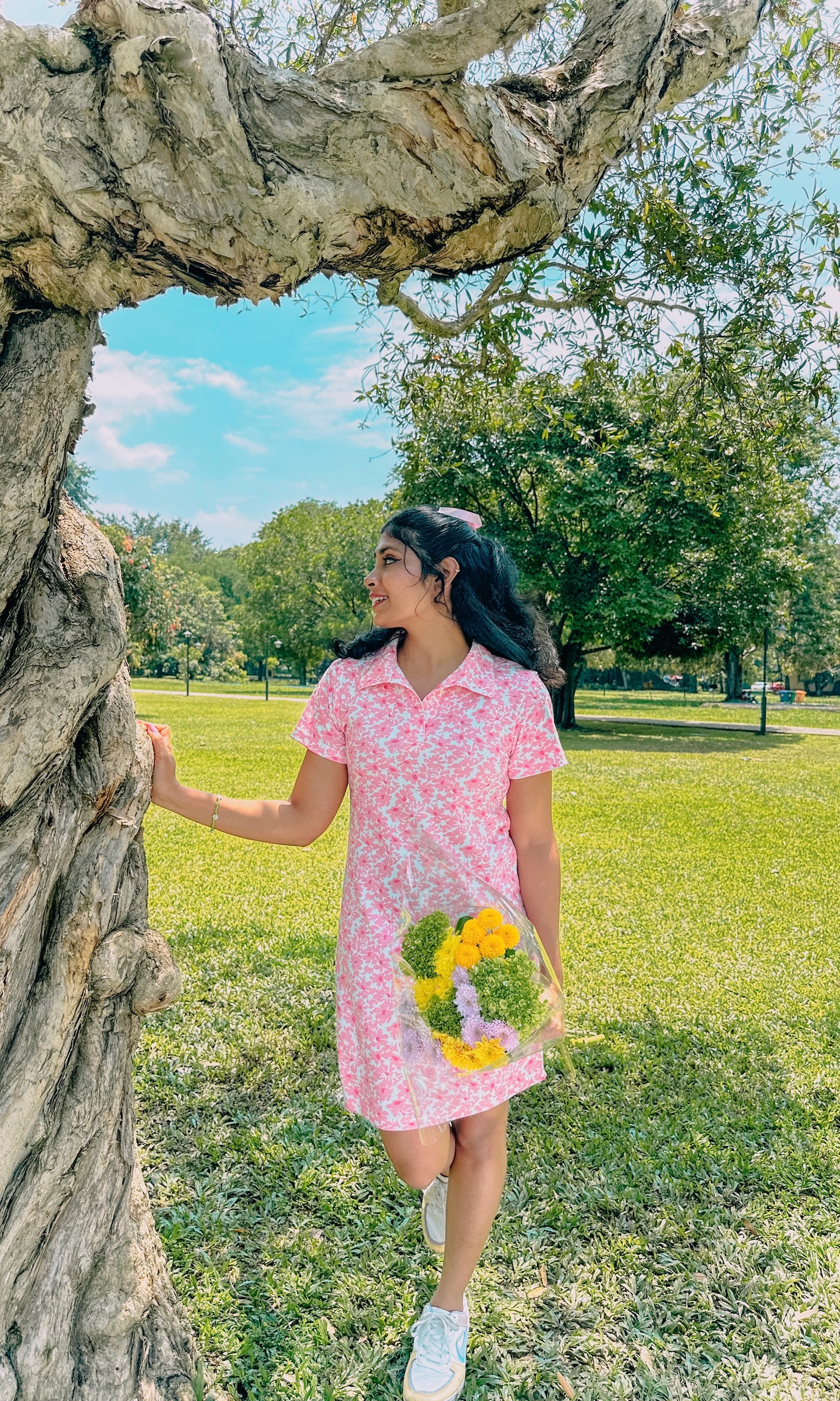 Petal Pink Polo Neck Bodycon Dress