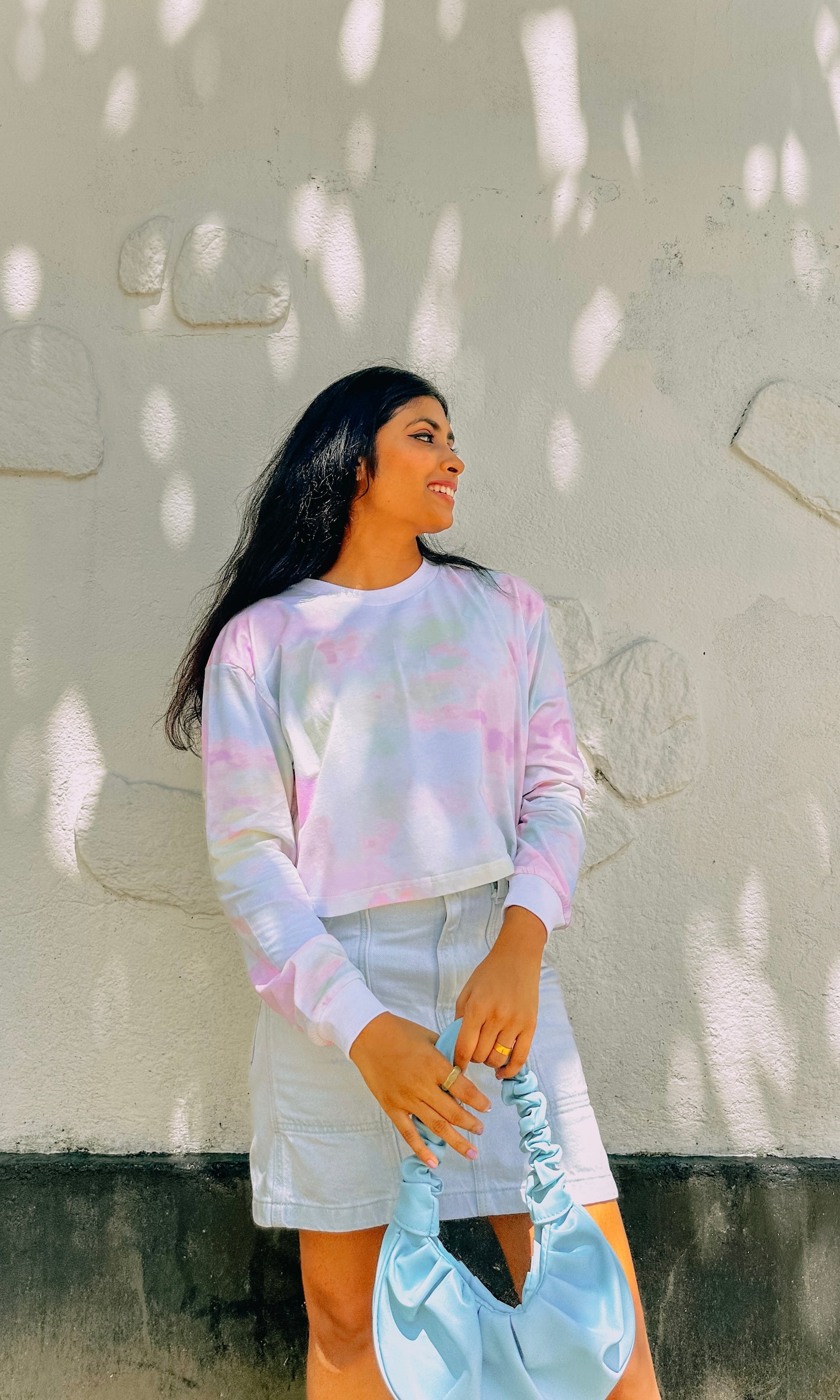 Pastel Marble Crop Pullover