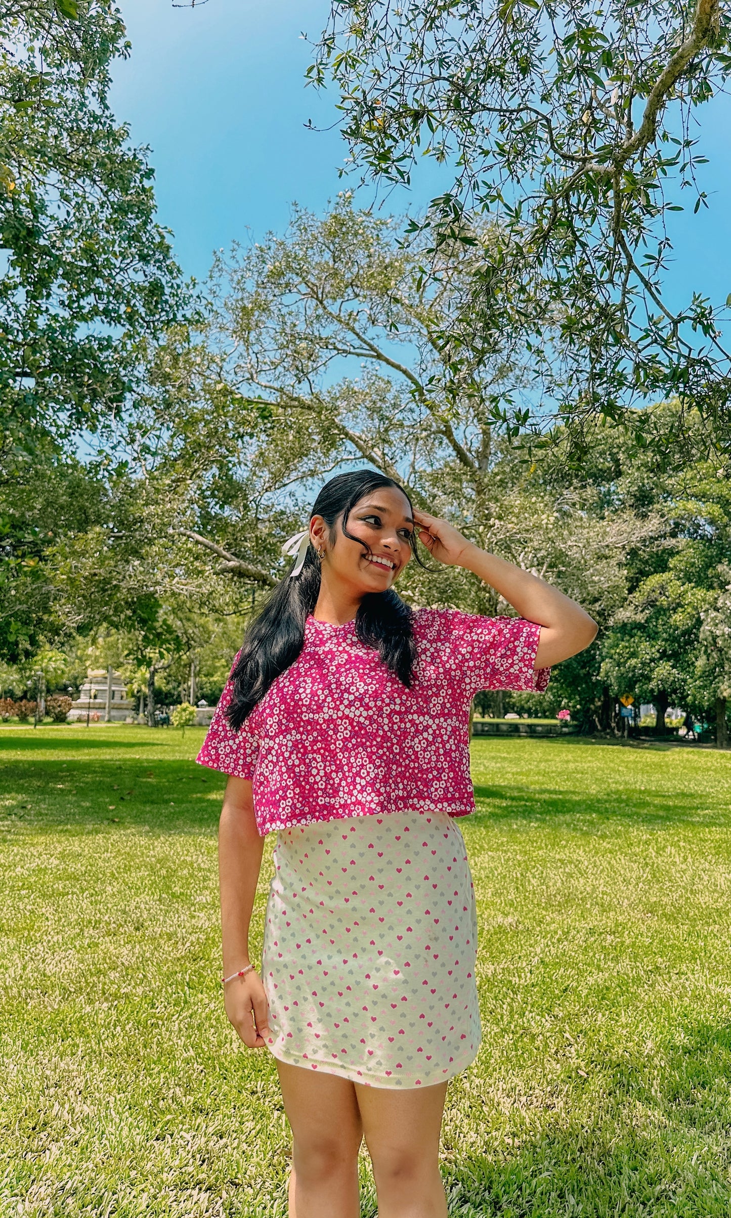 Dainty Floral Oversize Crop T Shirt