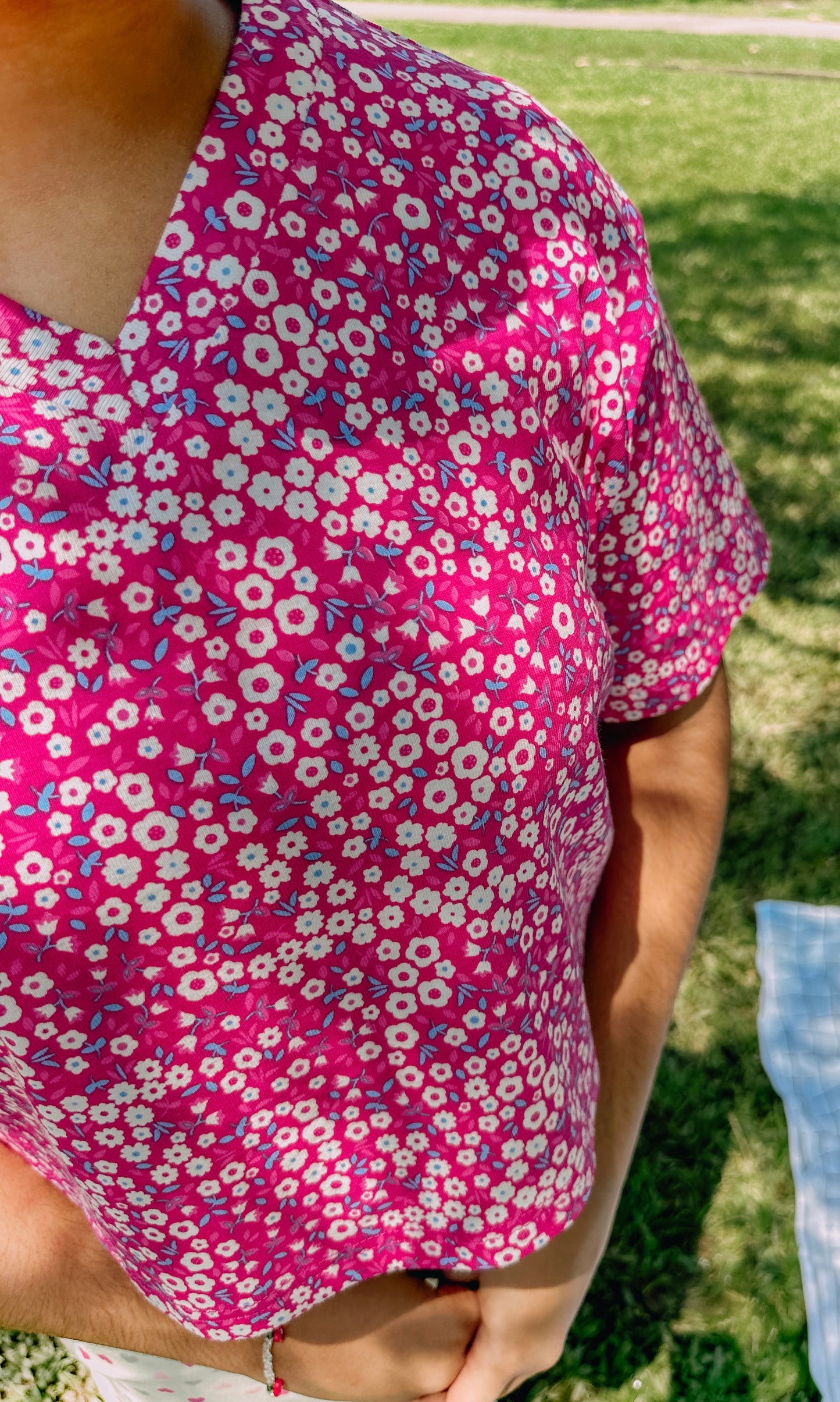 Dainty Floral Oversize Crop T Shirt