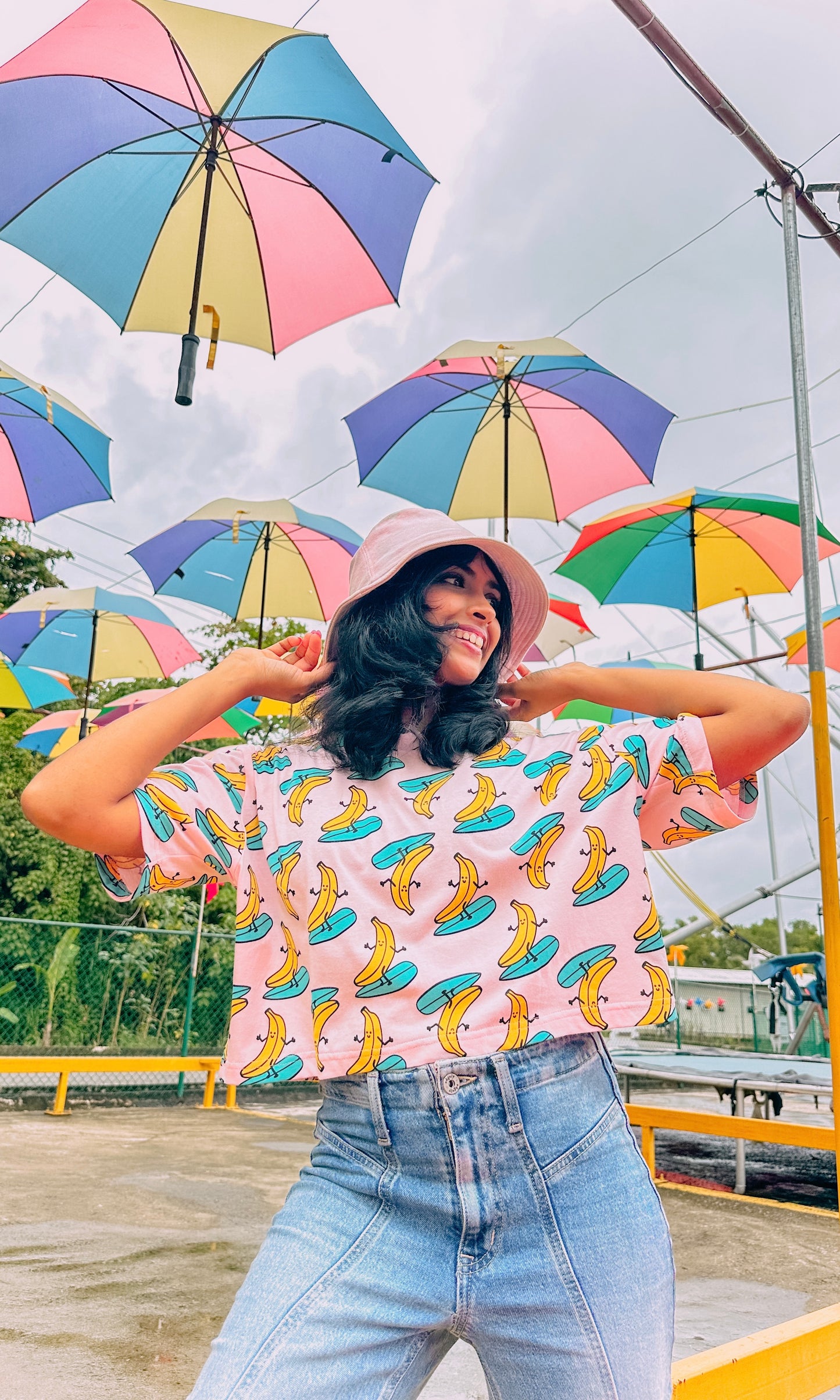 Fruitful Smile Oversize Crop T Shirt