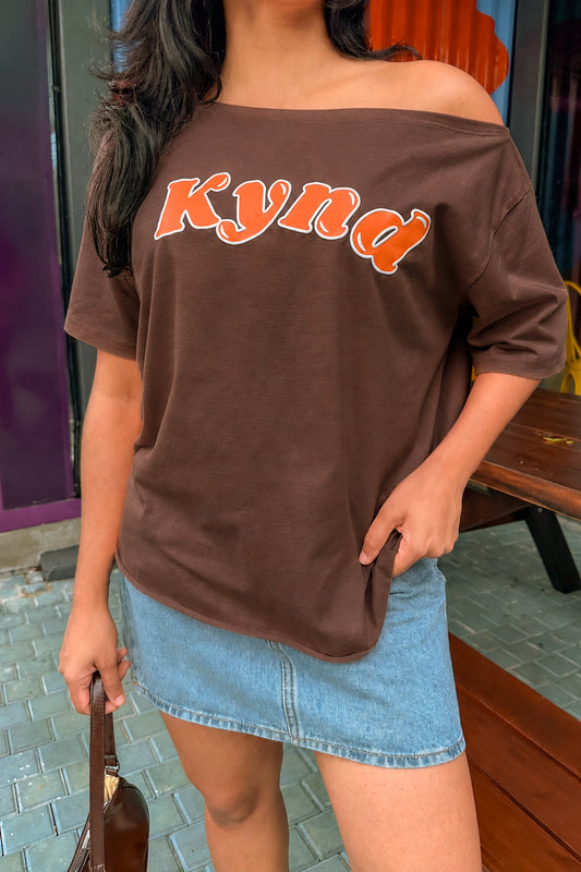 Off shoulder brown