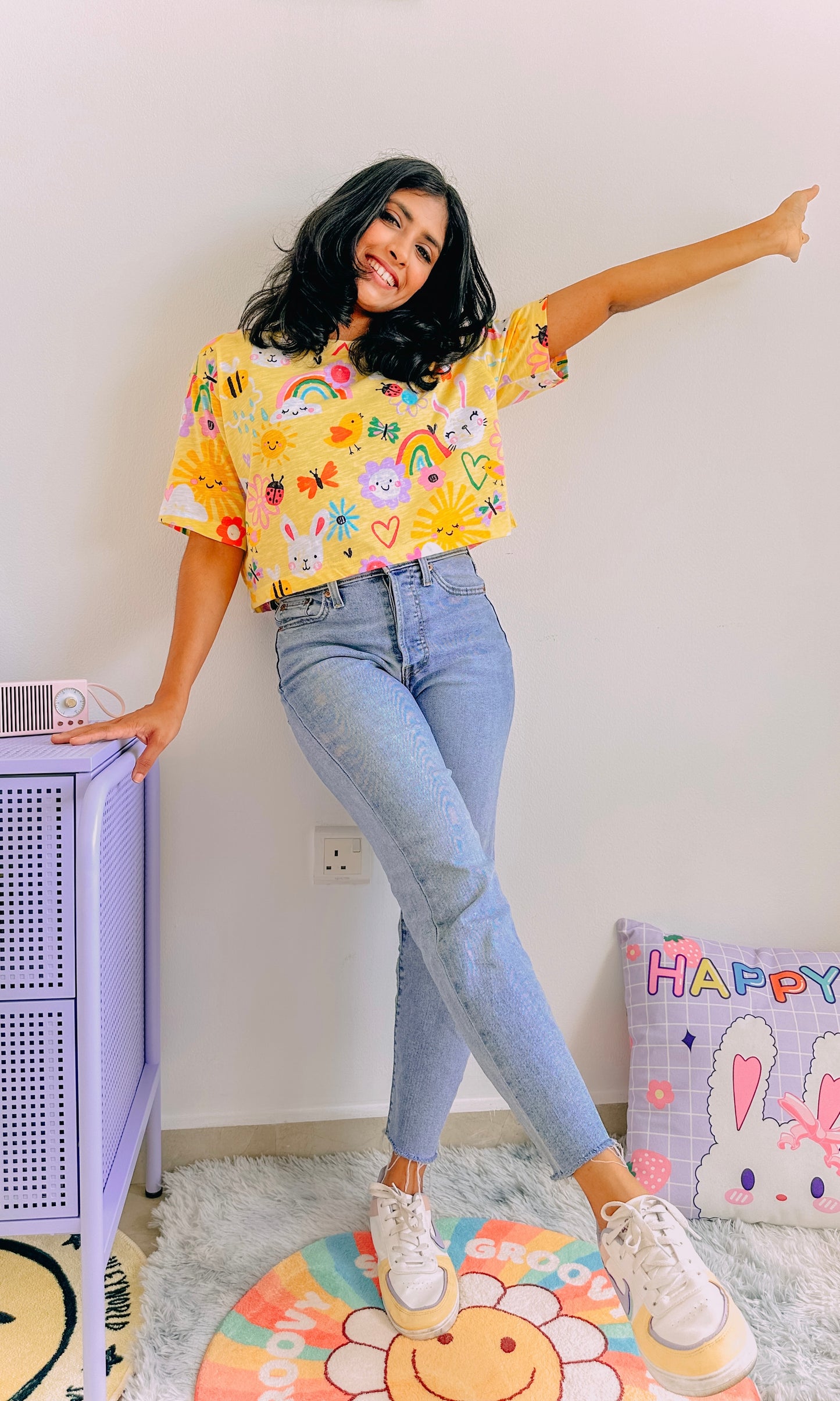 Bunny Hop Oversize Crop T Shirt