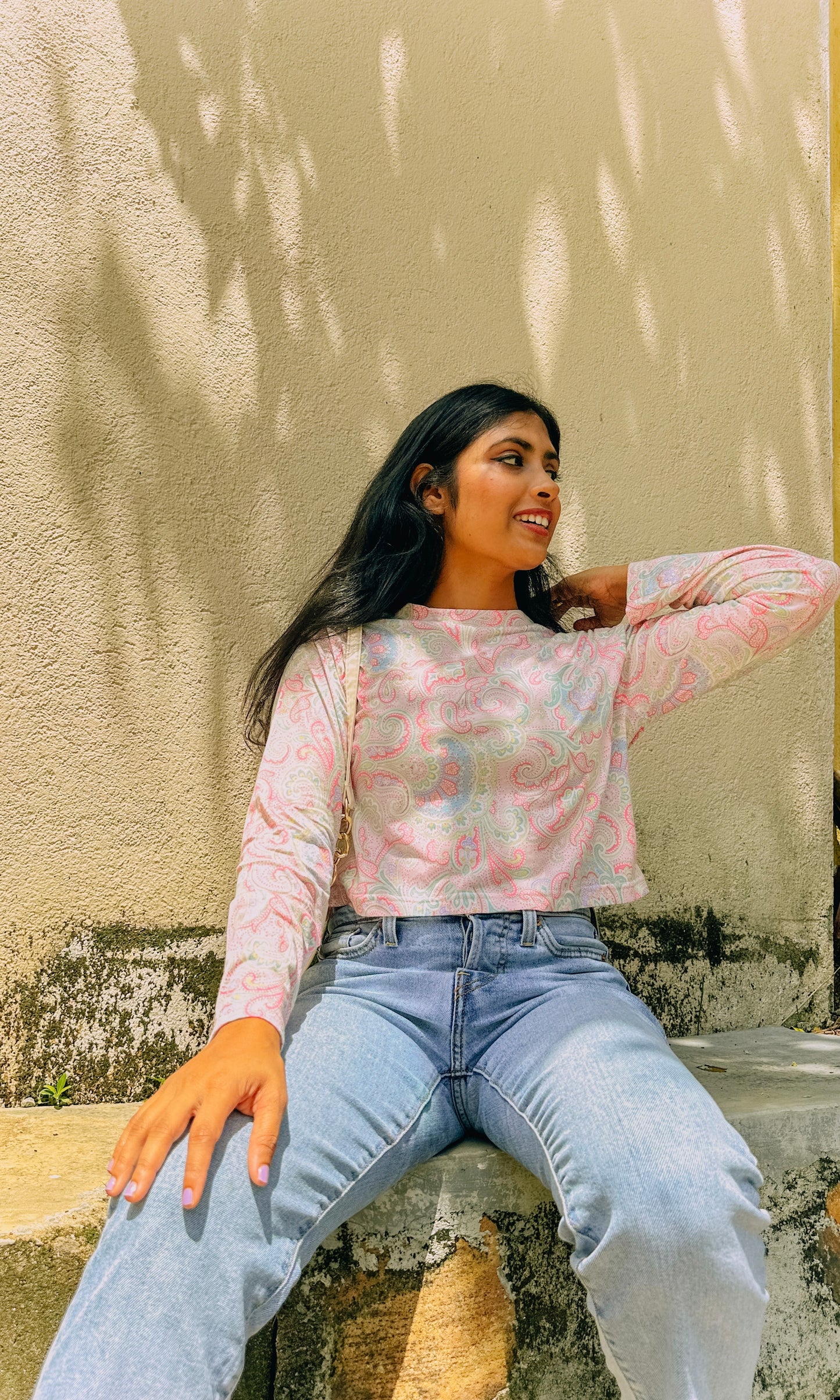 Mosaic Magic Crop Long Sleeve Tee