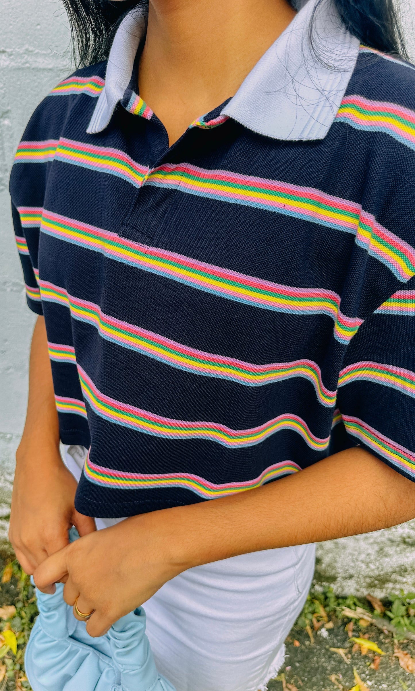 Rainbow Sailor Oversize Crop Tee