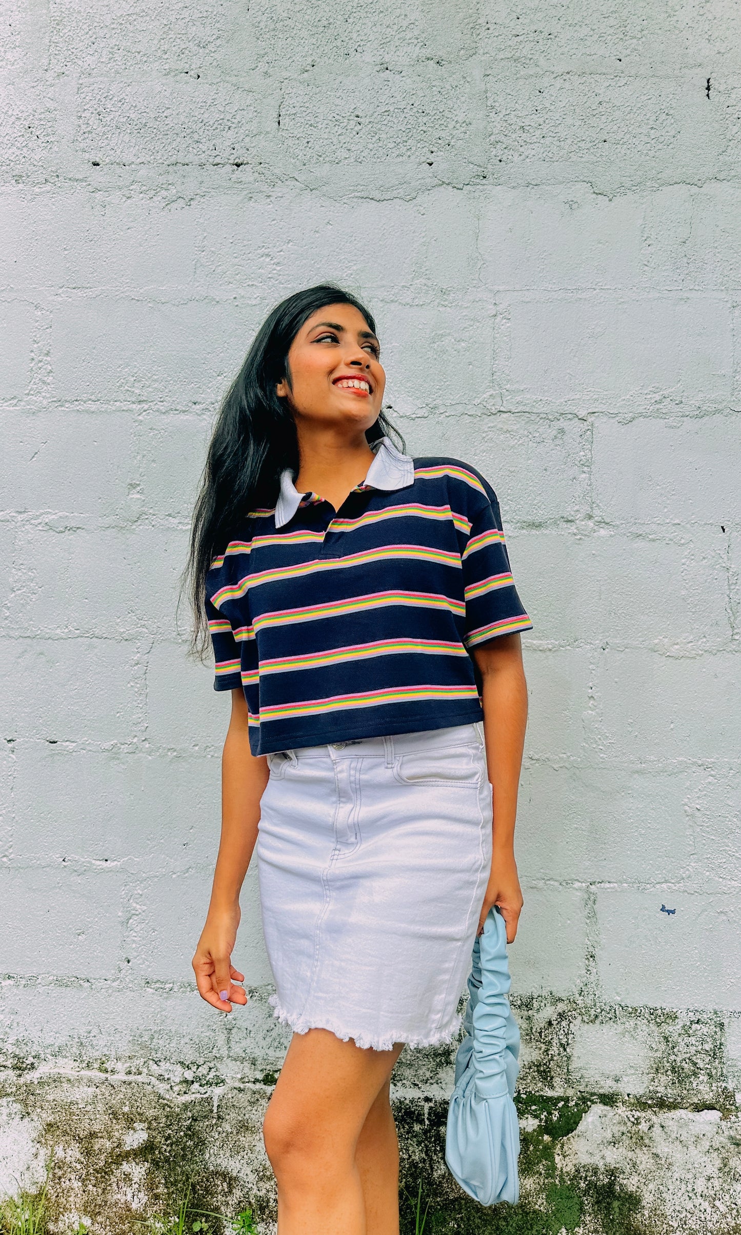 Rainbow Sailor Oversize Crop Tee