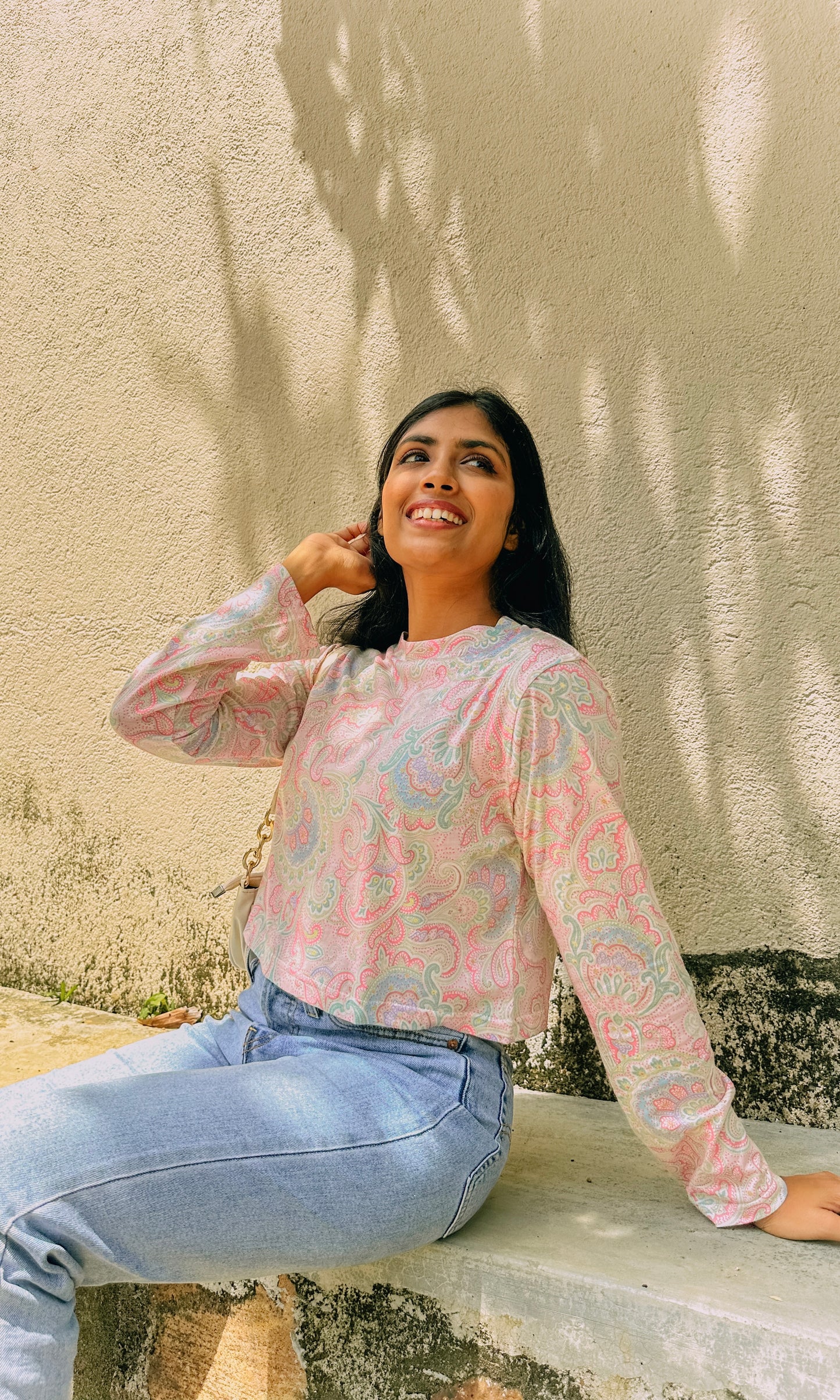 Mosaic Magic Crop Long Sleeve Tee