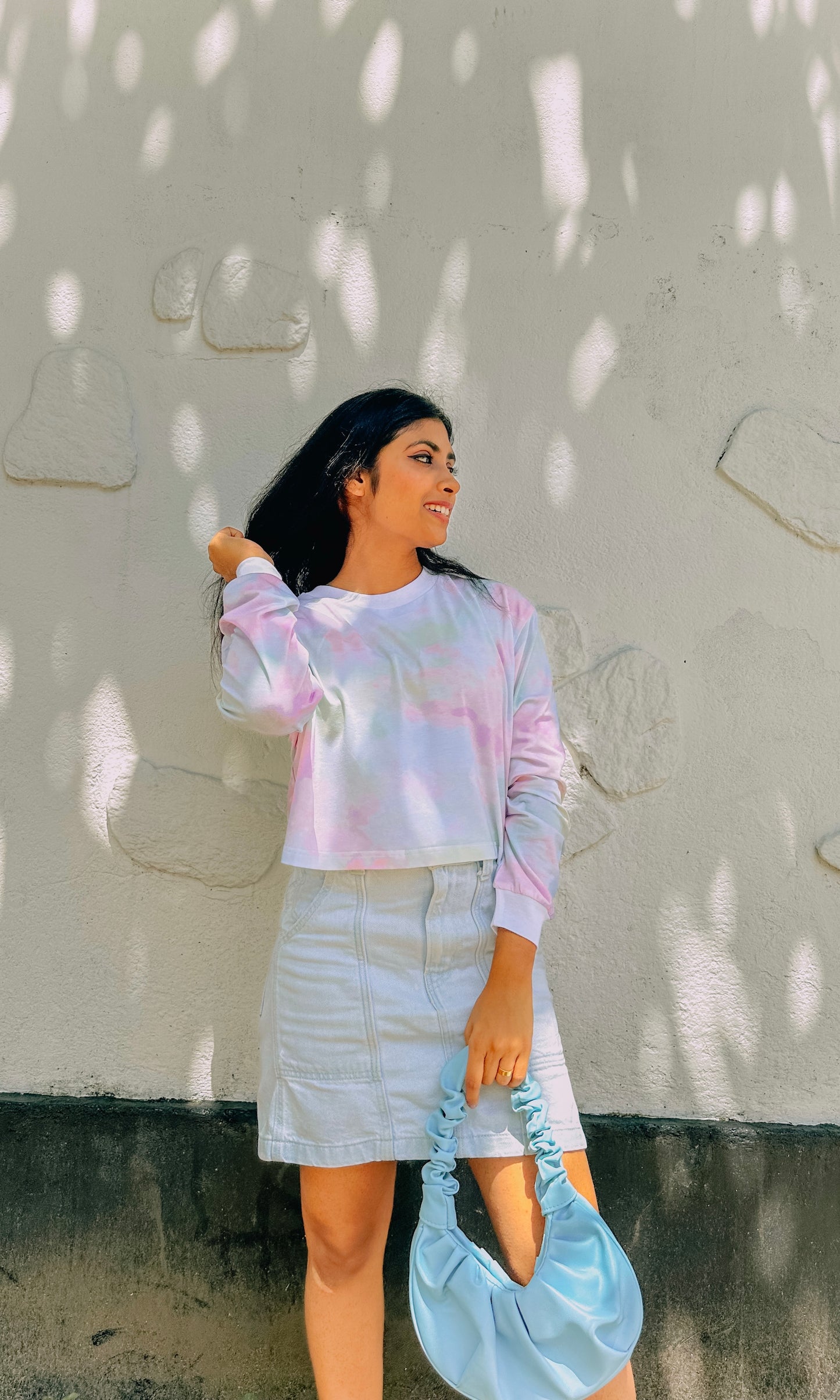 Pastel Marble Crop Pullover