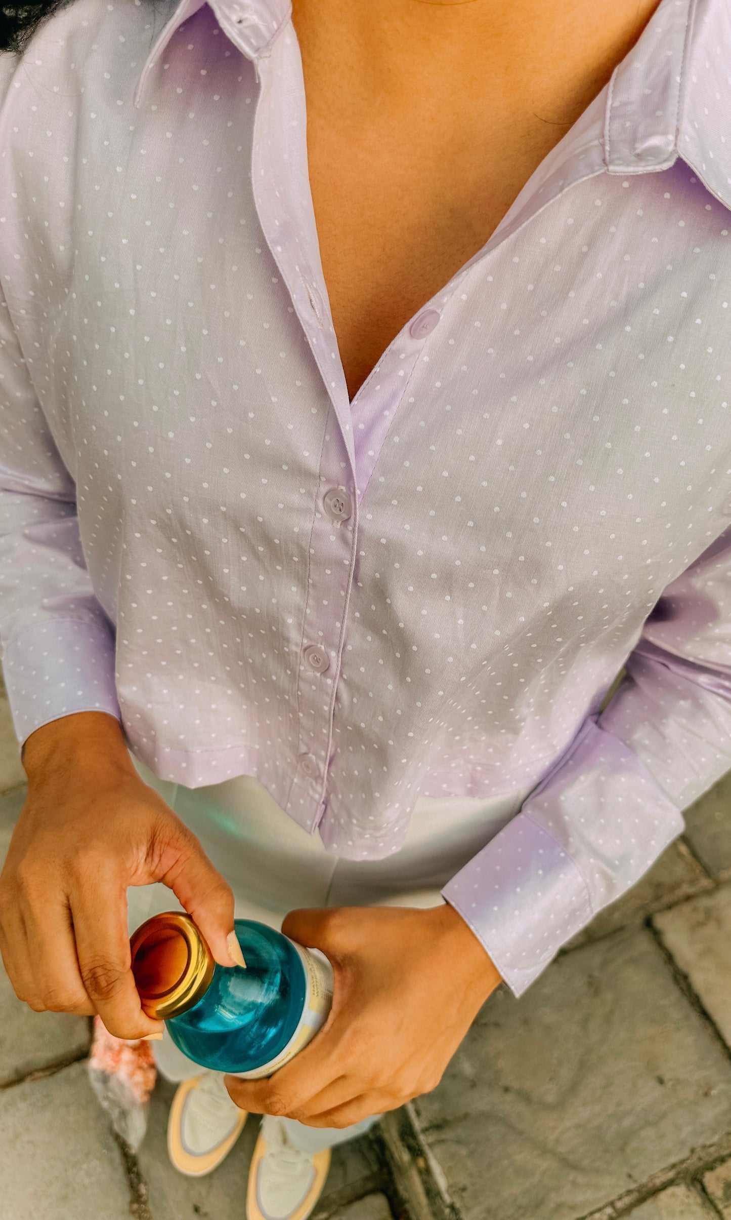 Lilac Dot Delight Crop Shirt