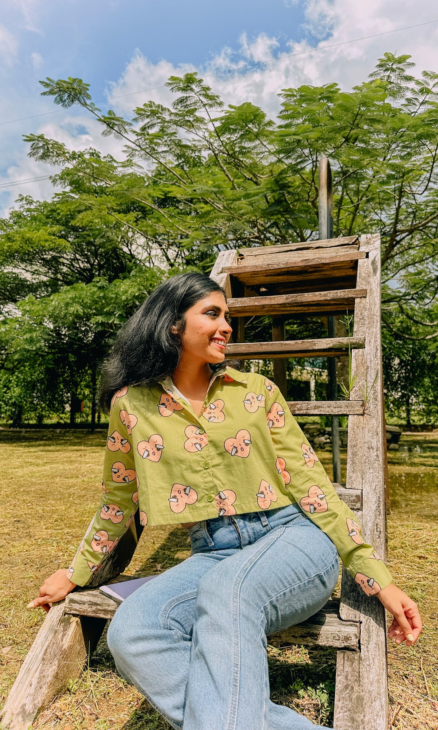 Lush Green Love Crop Shirt