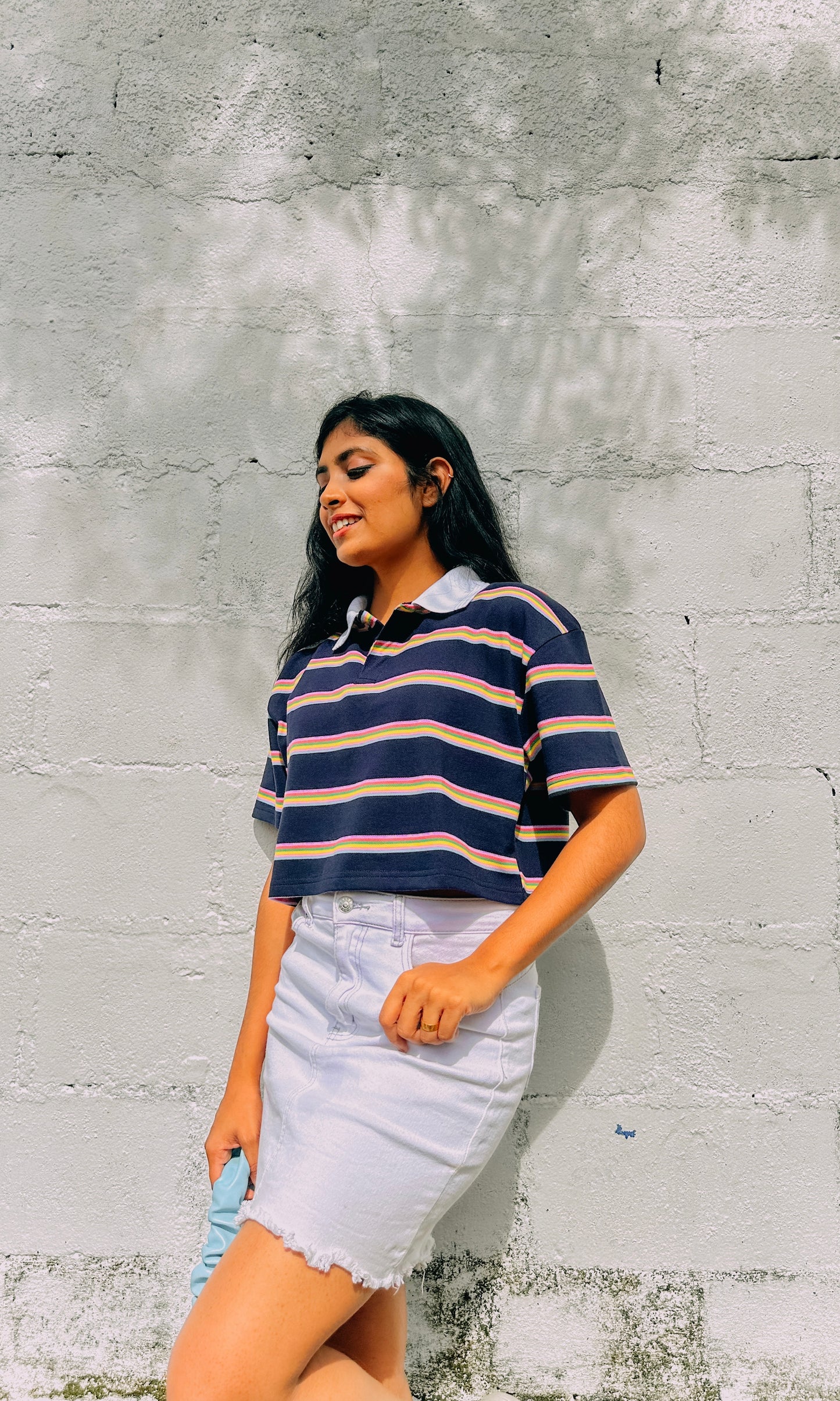 Rainbow Sailor Oversize Crop Tee