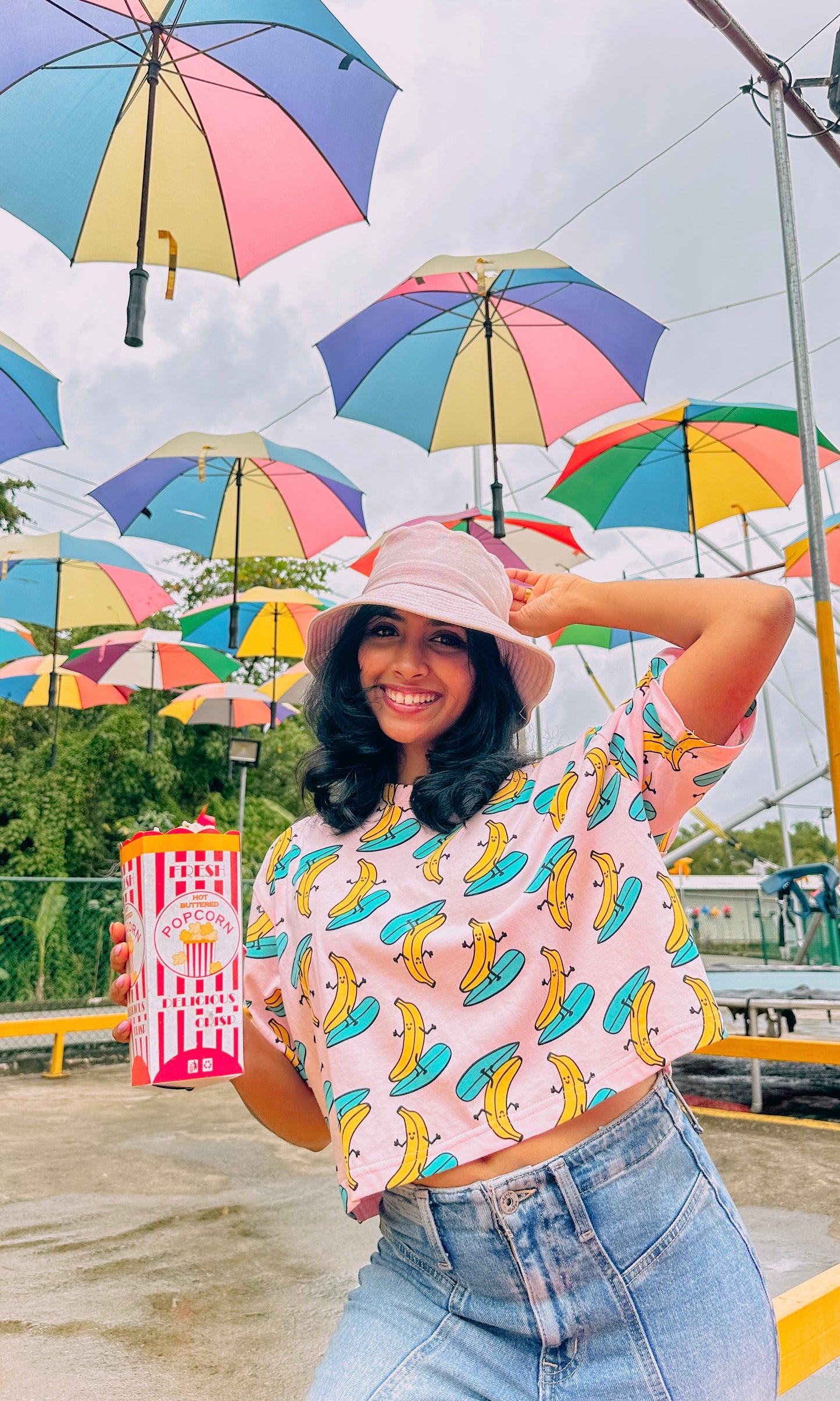 Fruitful Smile Oversize Crop T Shirt