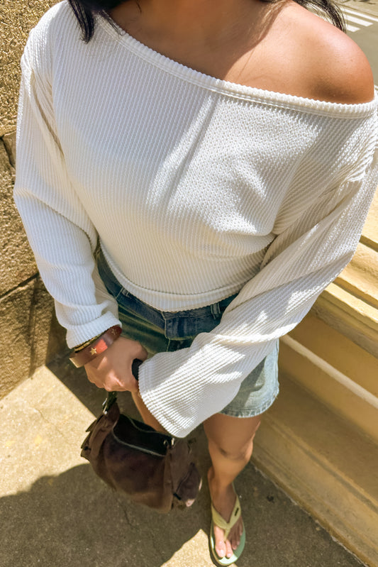 Falling For You Off Shoulder Top Vanilla