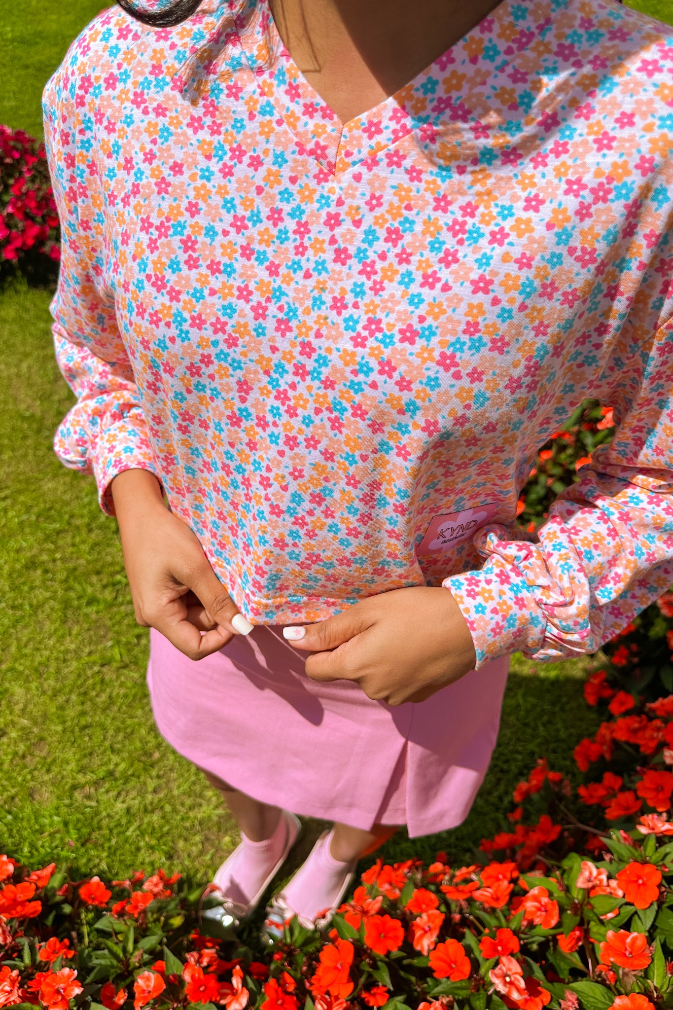 Lil Miss Bloom Balloon Sleeve Crop Pullover