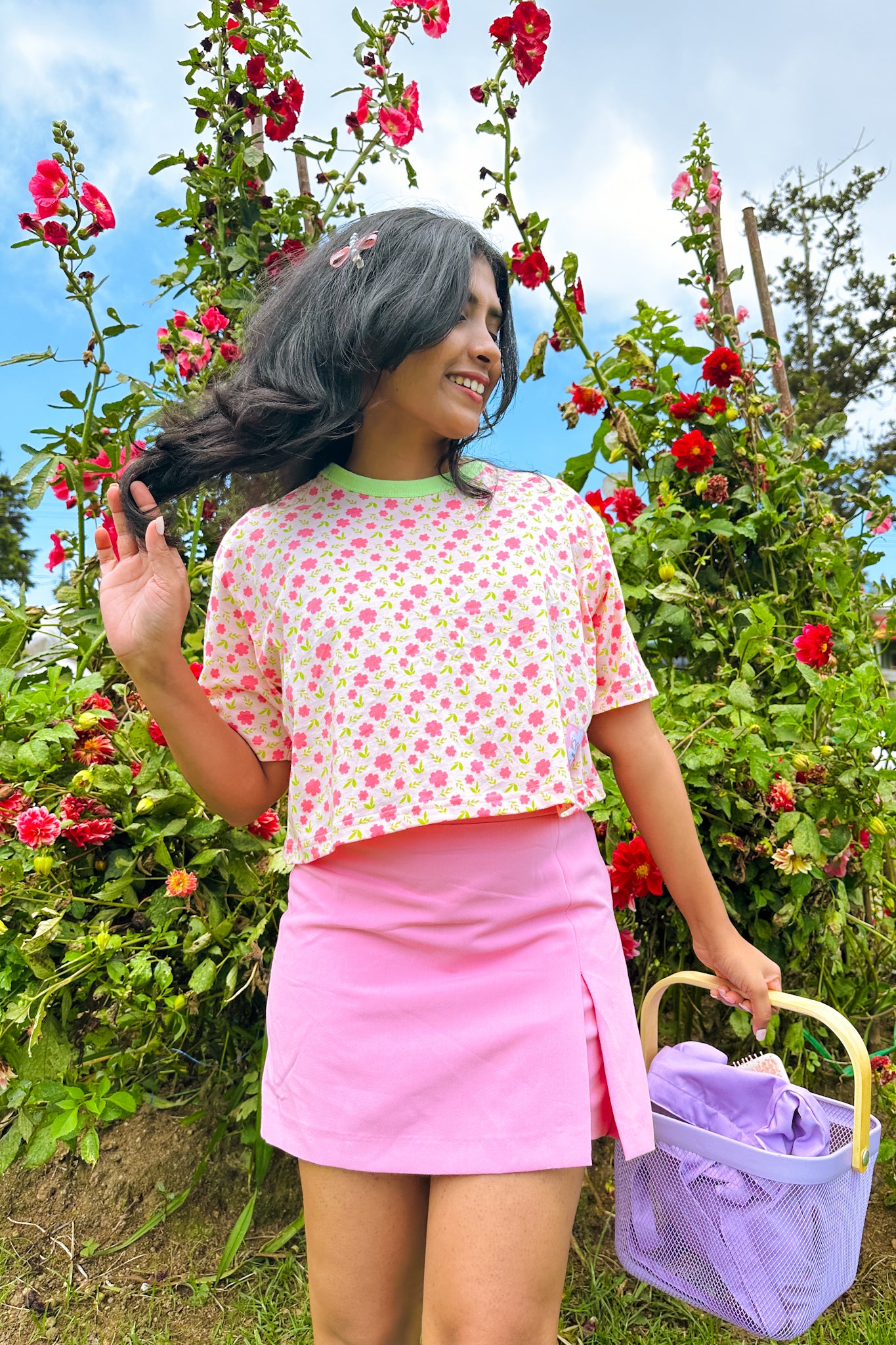 Cherry Blossom Babe Oversize Crop Tee