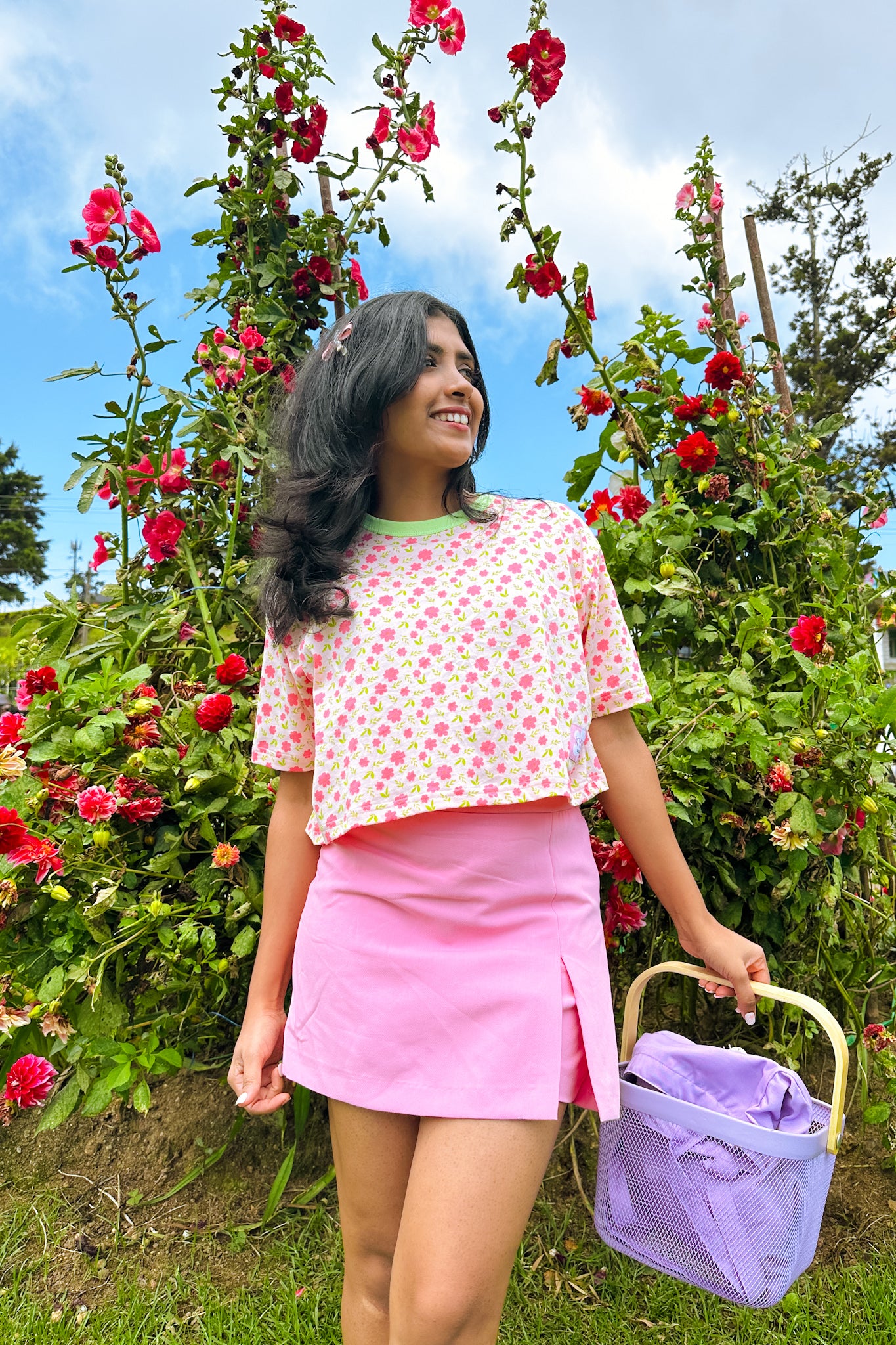 Cherry Blossom Babe Oversize Crop Tee