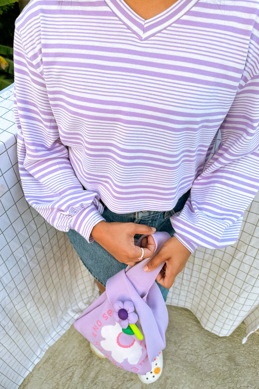Clouded Lilac Balloon Sleeve Pullover
