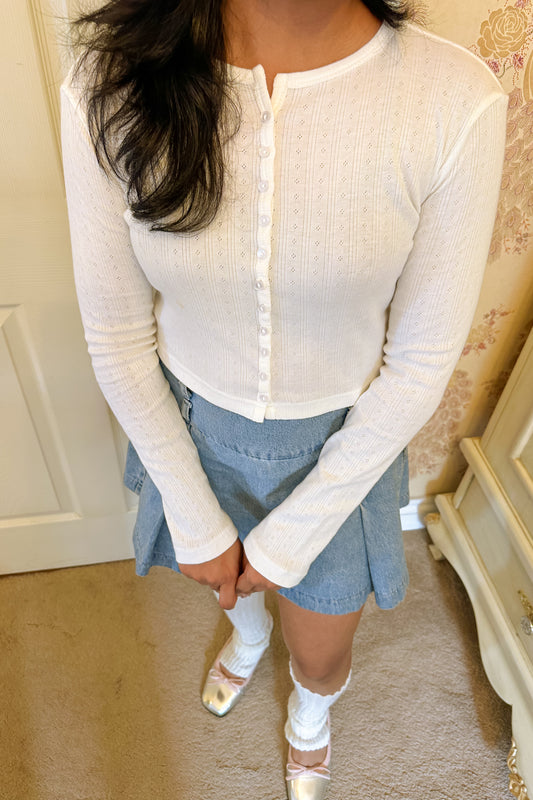 Angel Whisper Button Down Crop Top