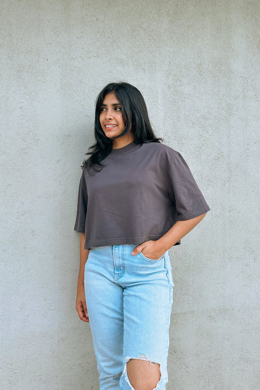 Muted Oversize Crop T Shirt