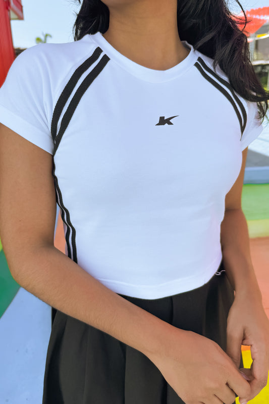 Sporty spice white fitted top
