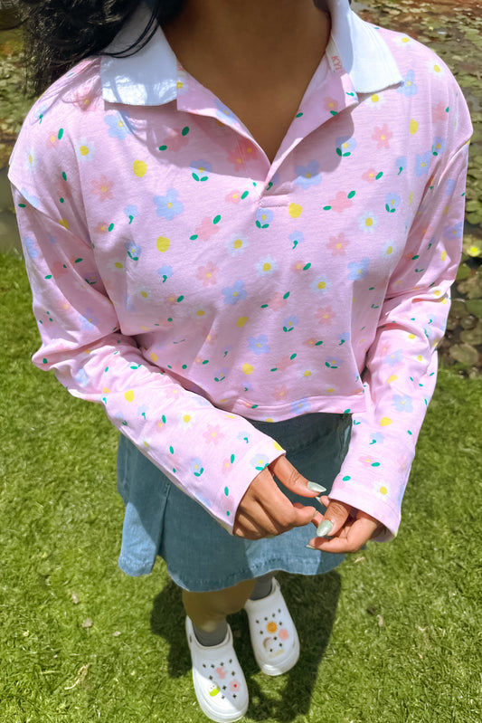 Peachy Petals Polo Neck pullover