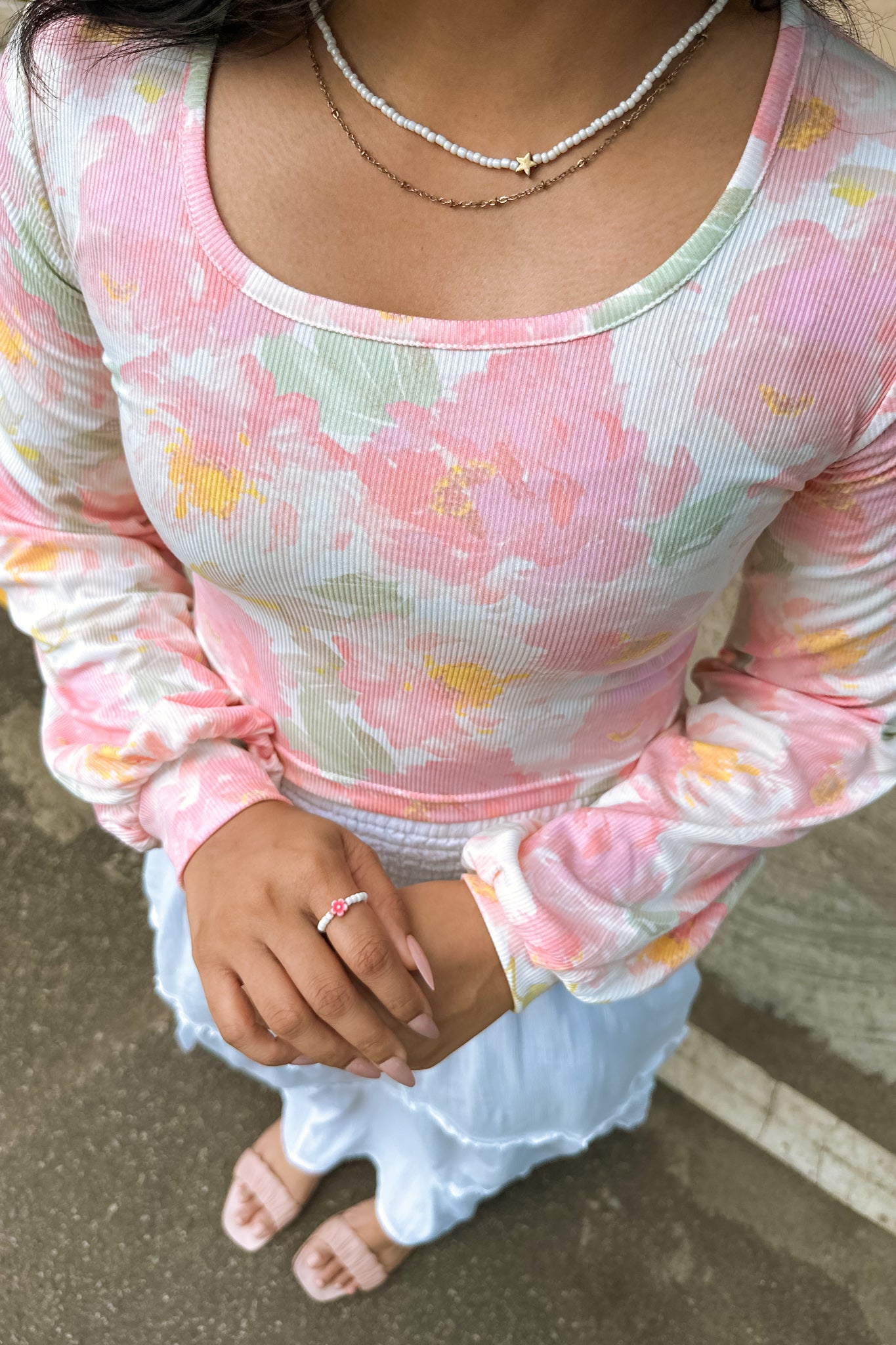 Rosy Breeze Balloon Sleeve Top