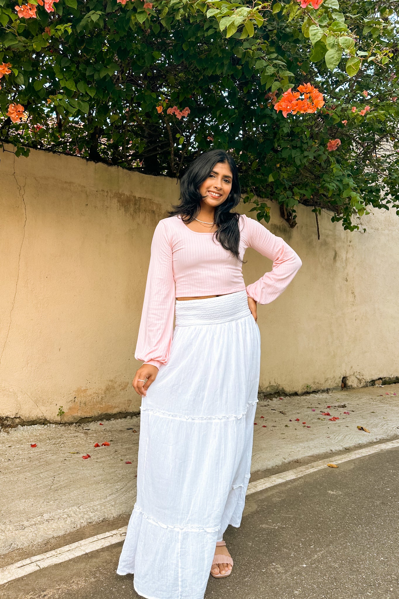 Soft Blossom Balloon Sleeve Top