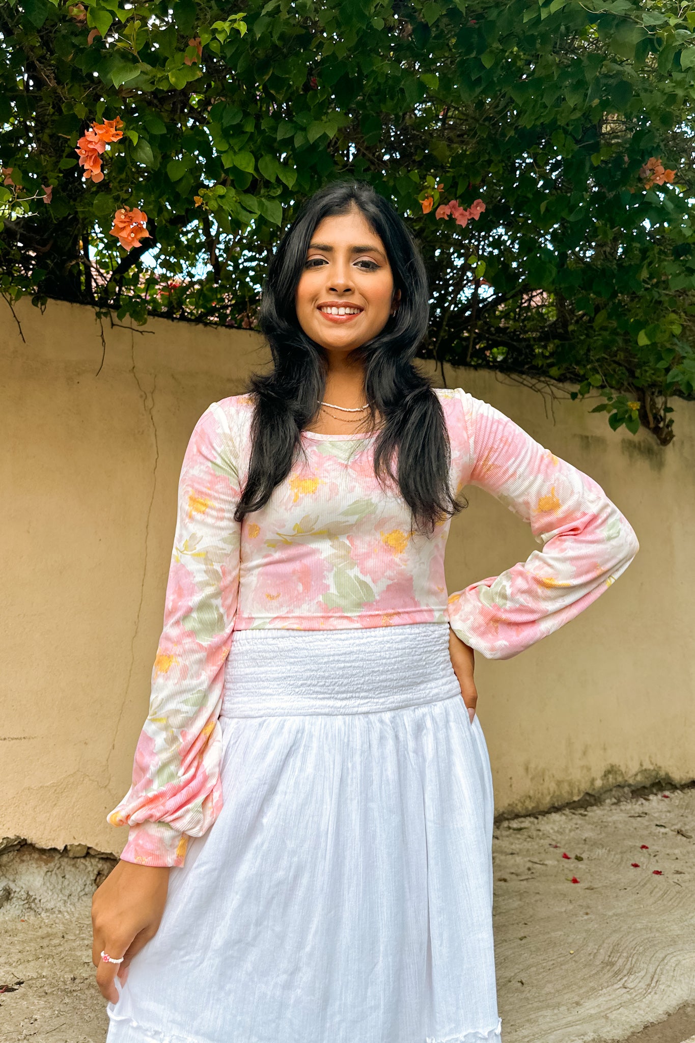 Rosy Breeze Balloon Sleeve Top