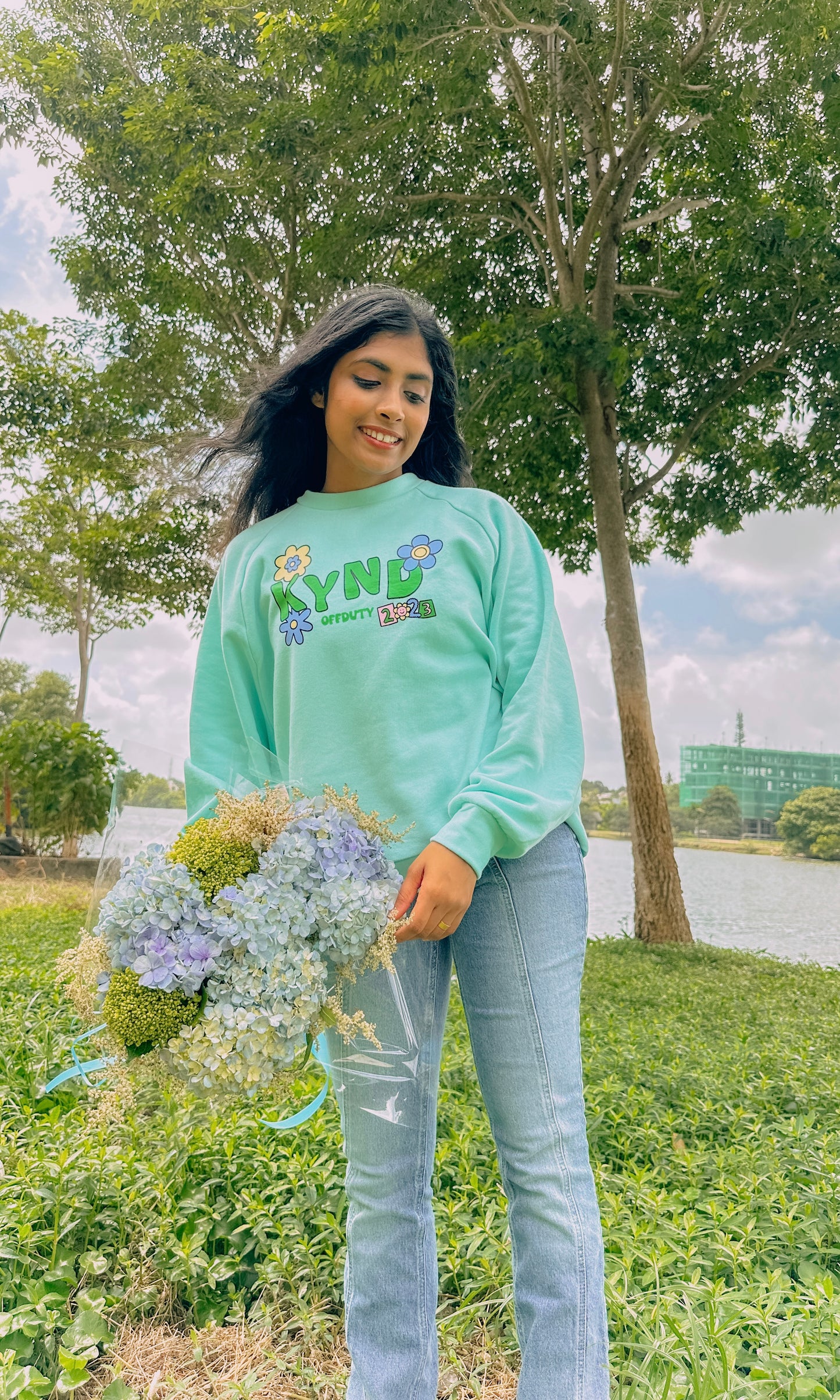 Kynd Blossom Pastel Green Raglan Sleeve Sweatshirt