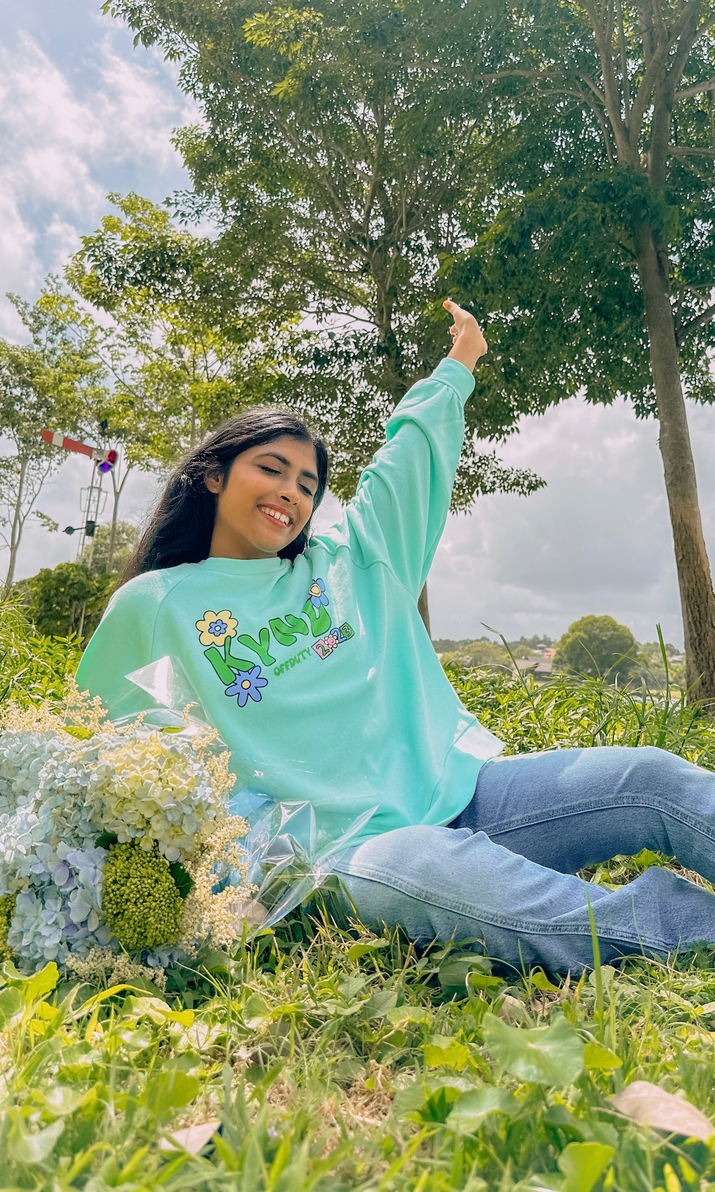 Kynd Blossom Pastel Green Raglan Sleeve Sweatshirt