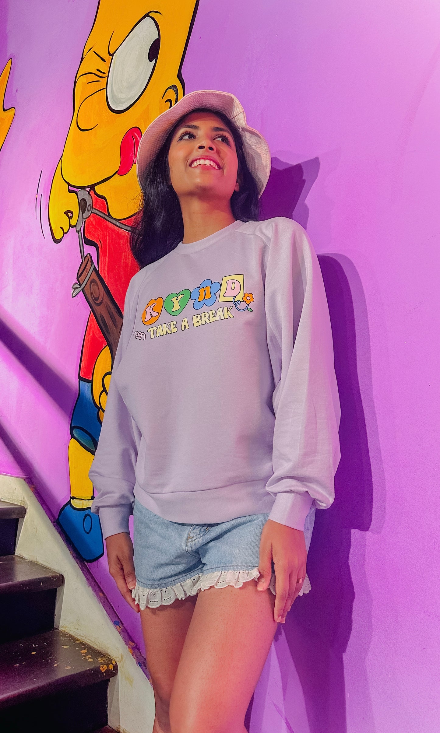 Take a Break Purple Raglan Sleeve Sweatshirt