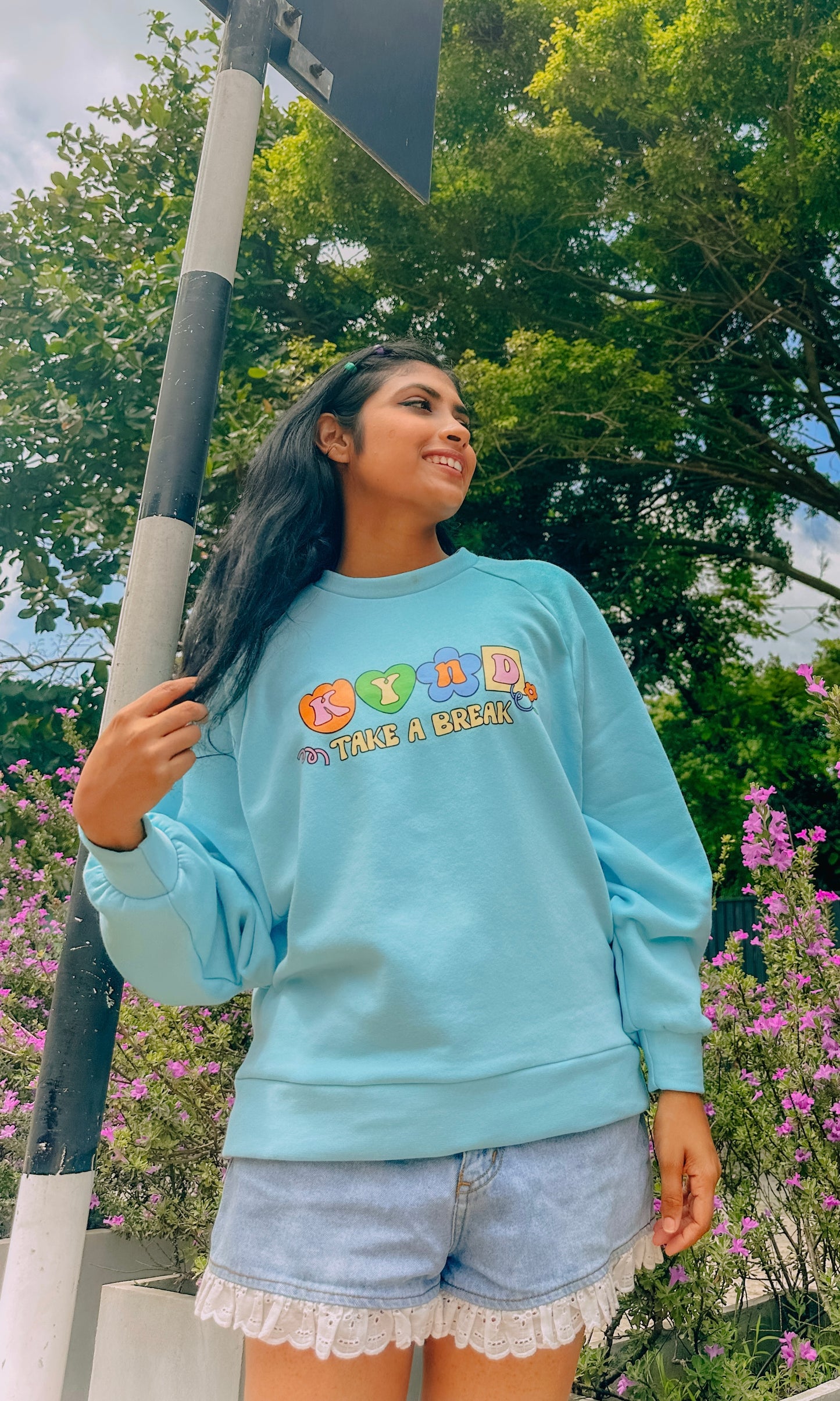 Take a Break Pastel Blue Raglan Sleeve Sweatshirt
