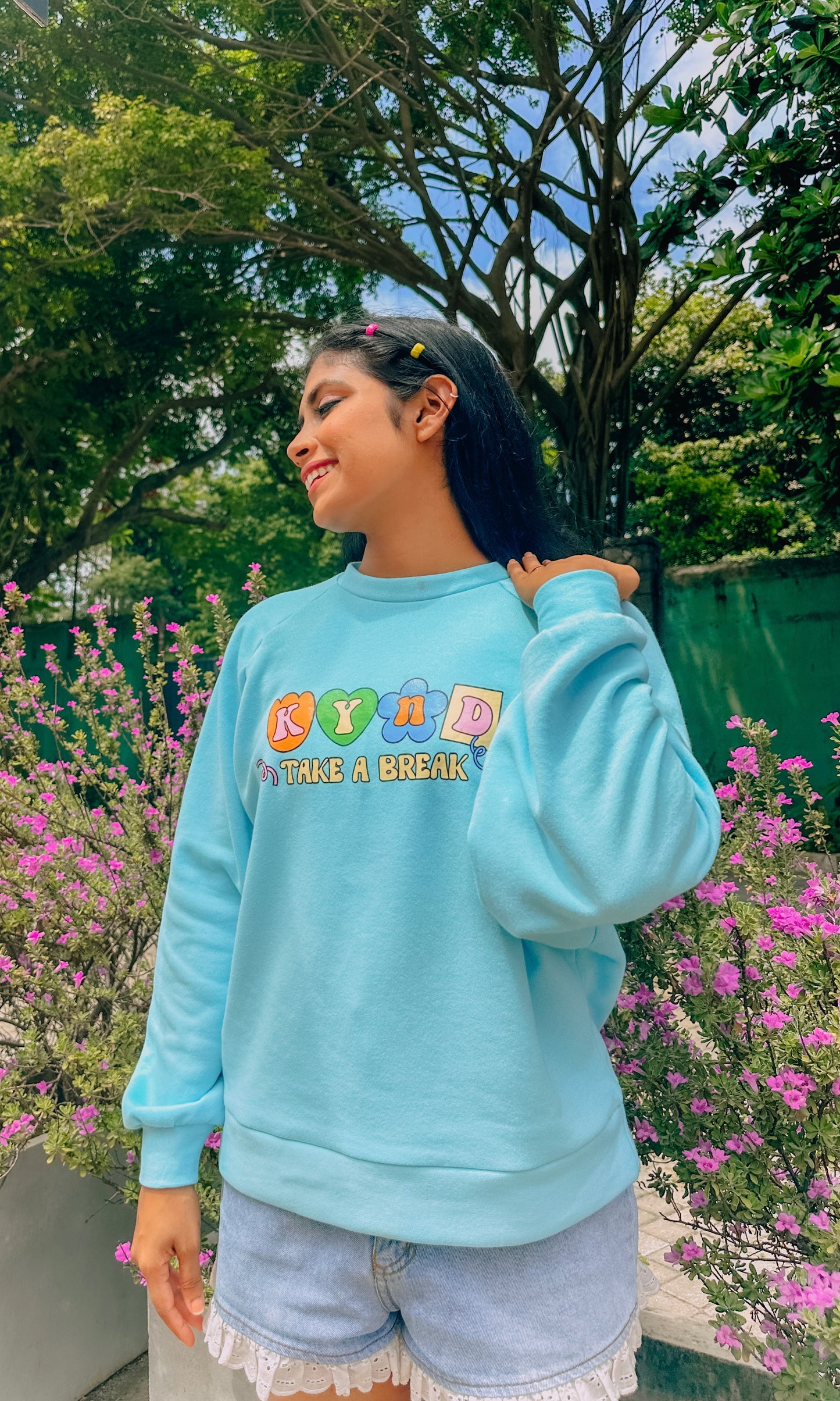Take a Break Pastel Blue Raglan Sleeve Sweatshirt