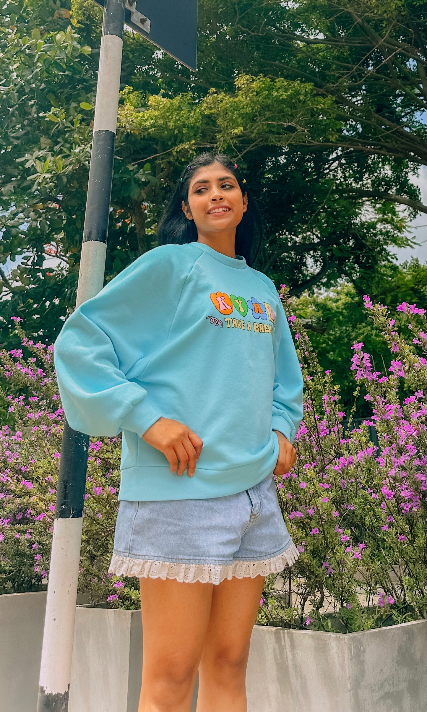 Take a Break Pastel Blue Raglan Sleeve Sweatshirt