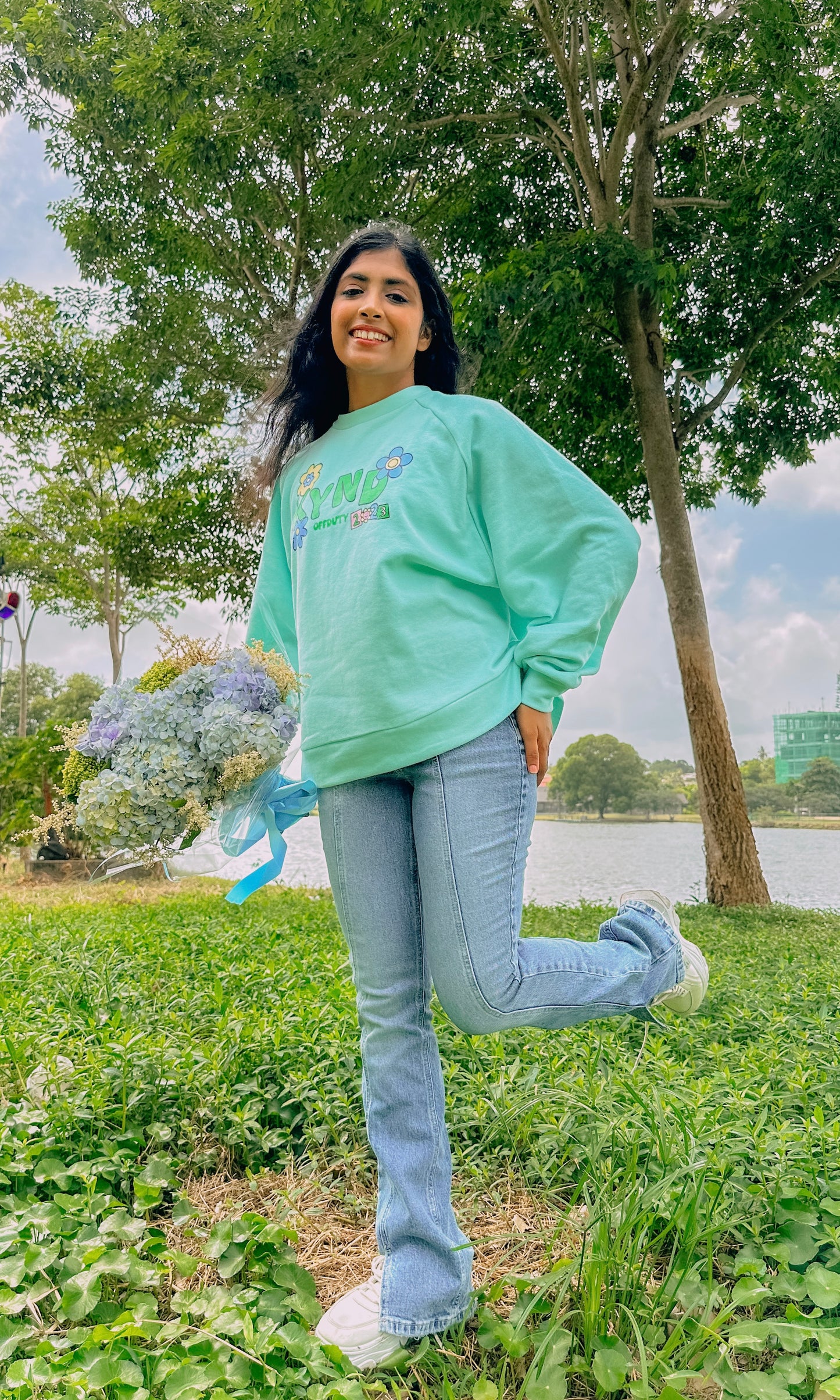 Kynd Blossom Pastel Green Raglan Sleeve Sweatshirt