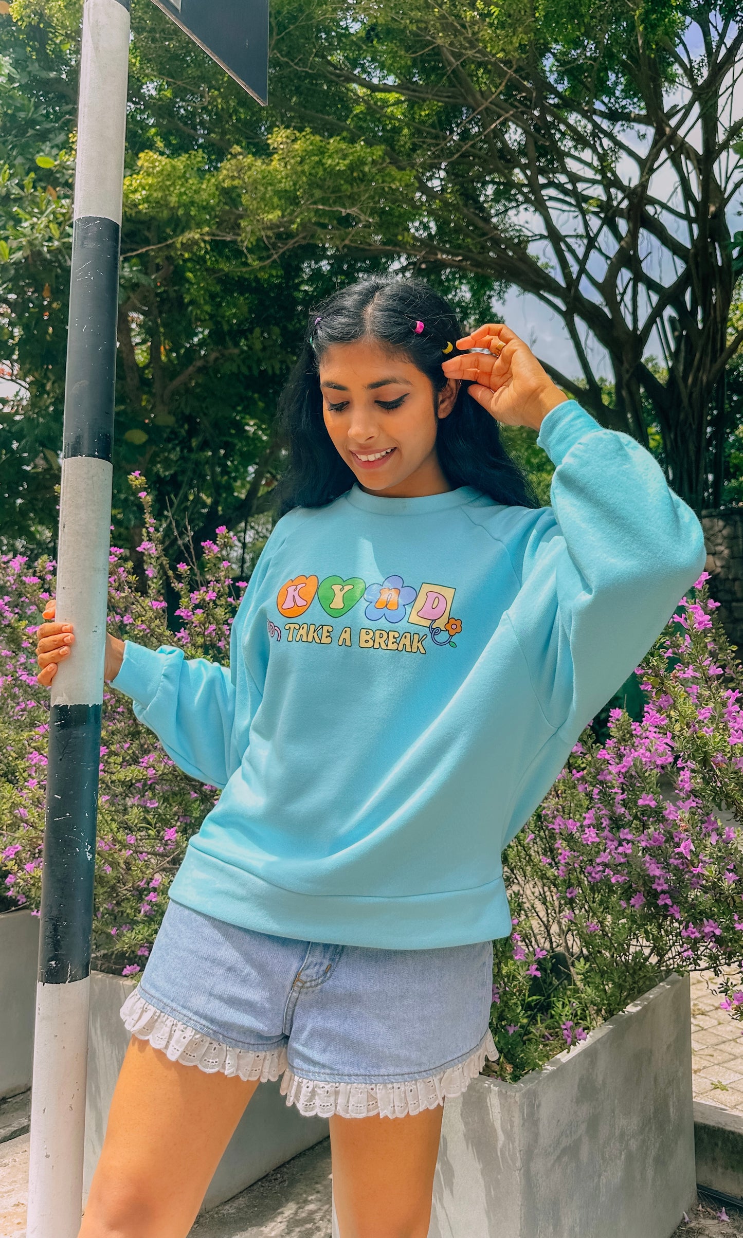 Take a Break Pastel Blue Raglan Sleeve Sweatshirt