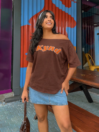 Off shoulder brown