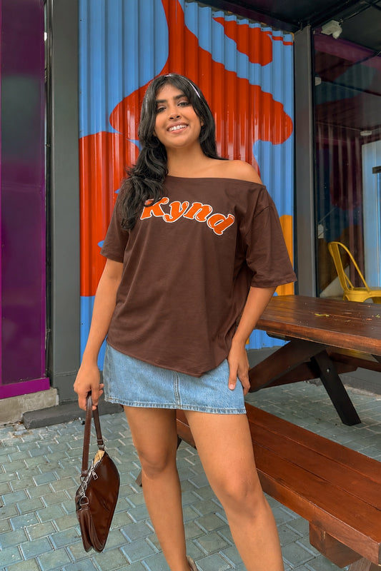 Off shoulder brown