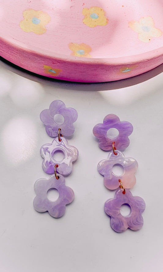 Triple Lavender Earring