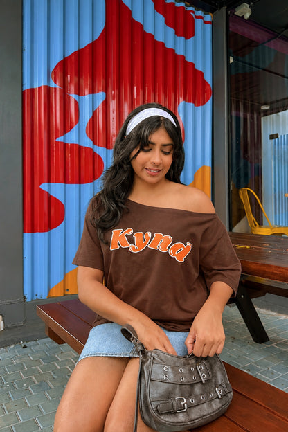 Off shoulder brown