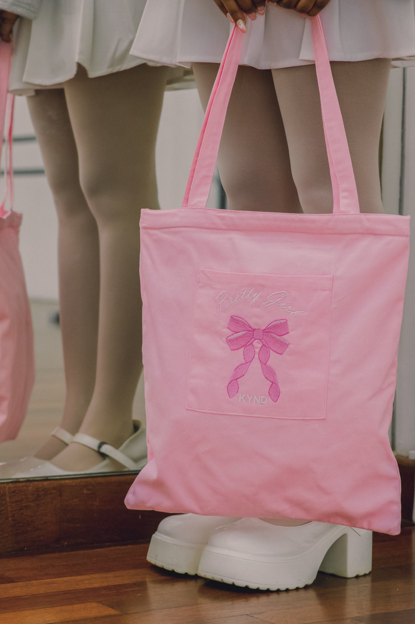 Pink Whisper Bow Tote Bag