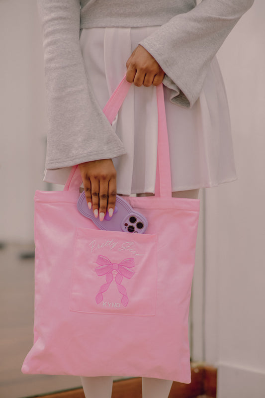 Pink Whisper Bow Tote Bag