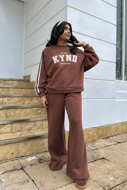 Kynd Classic Brown Wide Leg Pant