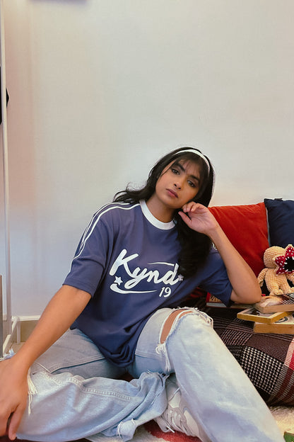 Retro Spice Blue Oversize T Shirt