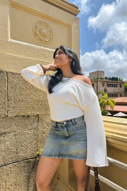 Falling For You Off Shoulder Top Vanilla