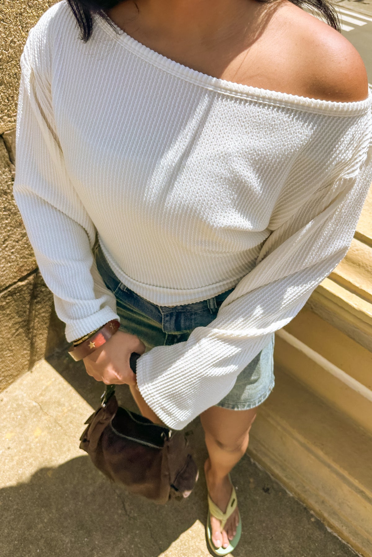 Falling For You Off Shoulder Top Vanilla